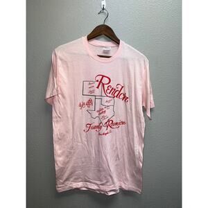 Vintage Family Reunion Shirt Rendon San Angelo Texas Pink Tee 80s 1980s 1989  L